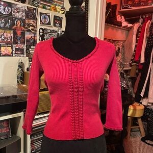Vintage 90s Ralph Lauren Women's Cropped Quarter Sleeve Knit Top